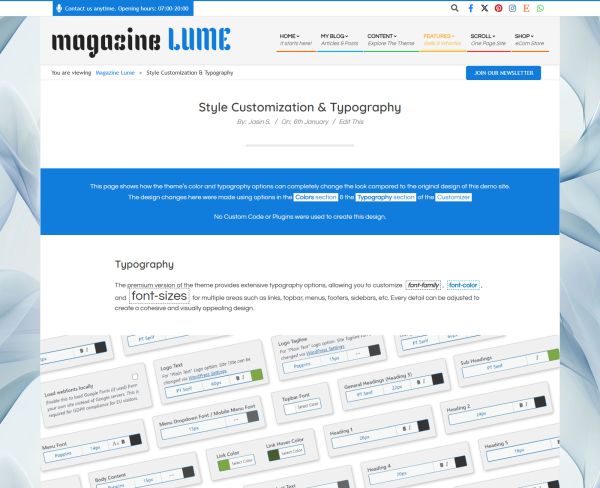 Style Customization & Typography - AseanTime